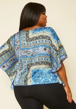 Plus Size Paisley Print Dolman Sleeve Top -Asoph Sales Shop 2019651 003 2
