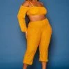Plus Size Fuzzy Knit Crop Top & Capri Pants Set