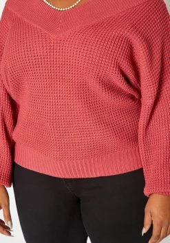 Plus Size Waffle Knit Dolman Sleeve Sweater 9 Plus Size Waffle Knit Dolman Sleeve Sweater -Asoph Sales Shop 2019670 162 4