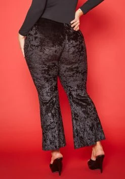 Plus Size Mid Rise Velvet Flare Leggings -Asoph Sales Shop 2019688 001 3