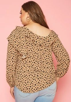 Plus Size Dotted Long Sleeve Blouse -Asoph Sales Shop 2019692 190 3