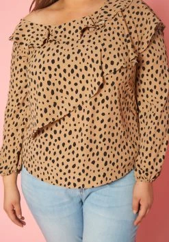 Plus Size Dotted Long Sleeve Blouse -Asoph Sales Shop 2019692 190 4