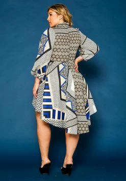 Plus Size Geo Print High To Low Flare Dress 8 Plus Size Geo Print High To Low Flare Dress -Asoph Sales Shop 2019756 003 3