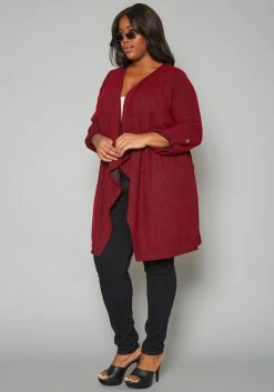 Plus Size Drape Front Open Front Shimmer Cardigan -Asoph Sales Shop 2019766 001 2