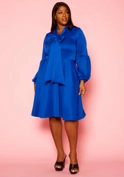 Plus Size Bow Collar Fit & Flare Mini Dress -Asoph Sales Shop 2019773 003 2
