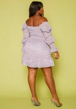 Plus Size Polka Dot Off Shoulder Mini Dress 8 Plus Size Polka Dot Off Shoulder Mini Dress -Asoph Sales Shop 2019775 001 3