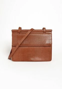 Ciara Croc Faux Leather Brown Travel Bag