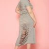 Plus Size Back Slit T Shirt Maxi Dress
