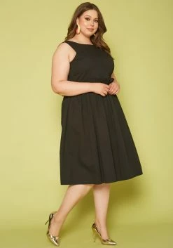 Plus Size Yellow Trim Fit & Flare Mini Dress -Asoph Sales Shop 2019844 001 2