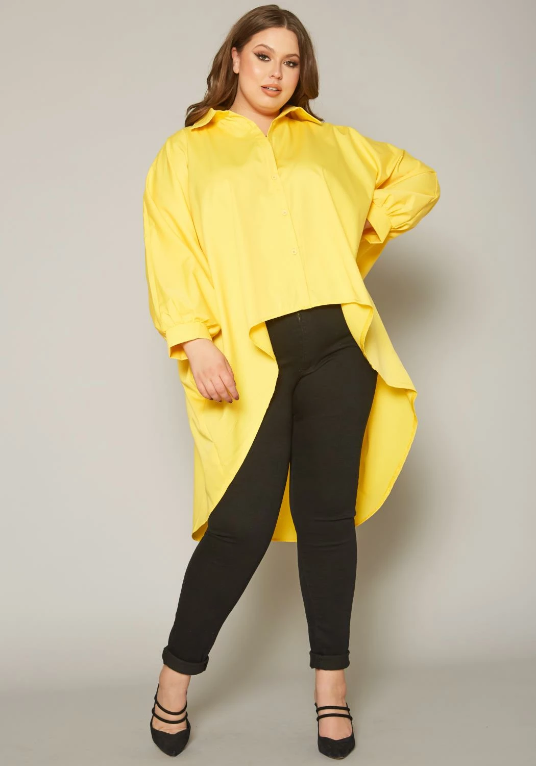 Plus Size Collar Neck High Low Shirt 1 Plus Size Collar Neck High Low Shirt