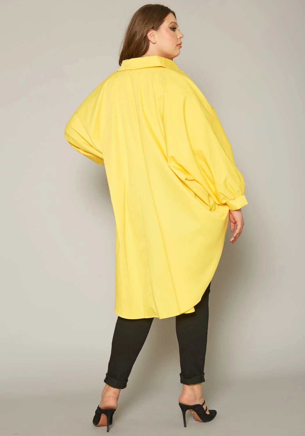 Plus Size Collar Neck High Low Shirt 2 Plus Size Collar Neck High Low Shirt - Image 2