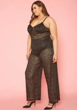 Plus Size Metallic Floral Lace Jumpsuit -Asoph Sales Shop 2019869 001 2