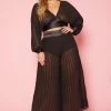 Plus Size Pleated Dolman Sleeve Top & Palazzo Pants Set