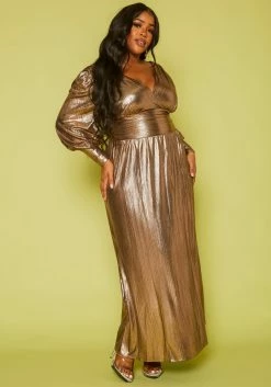 Plus Size Bronze Flare Maxi Dress -Asoph Sales Shop 2019873 001 1