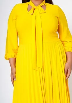 Plus Size Bow Collar Pleated Fit & Flare Dress -Asoph Sales Shop 2019881 005 5
