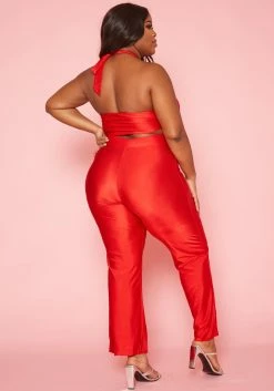 Plus Size Halter Neck Flare Jumpsuit -Asoph Sales Shop 2019903 001 3