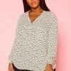 Plus Size V Neck Spotted Blouse
