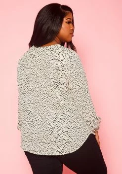 Plus Size V Neck Spotted Blouse -Asoph Sales Shop 2019926 002 3