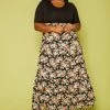 Plus Size Floral Print Flare Maxi Dress