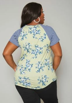 Plus Size Floral Print Twist Hem Shirt -Asoph Sales Shop 2019939 001 3