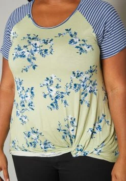 Plus Size Floral Print Twist Hem Shirt -Asoph Sales Shop 2019939 001 4