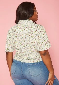 Plus Size Floral Pattern Collar Neck Shirt -Asoph Sales Shop 2019946 002 3