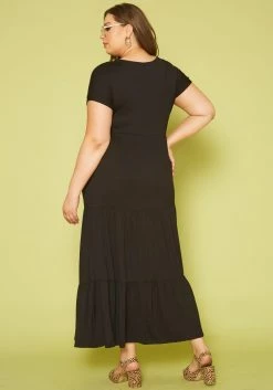 Plus Size Short Sleeve Flare Maxi Dress -Asoph Sales Shop 2019947 001 2