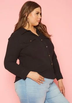 Plus Size Collar Neck Button Up Shirt -Asoph Sales Shop 2019950 001 2