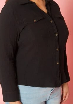Plus Size Collar Neck Button Up Shirt -Asoph Sales Shop 2019950 001 4