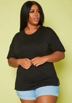 Plus Size Embroidered Short Sleeve Top
