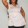 Plus Size Floral Print Flare Top