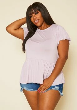 Plus Size Embroidered Peplum Top