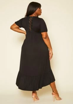 Plus Size Short Sleeve Flare Maxi Dress -Asoph Sales Shop 2019976 001 4