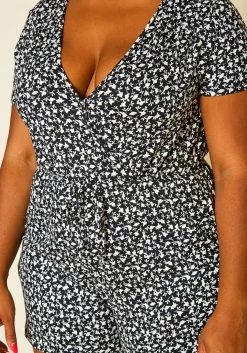 Plus Size Surplice Floral Print Romper -Asoph Sales Shop 2019981 001 5