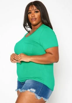 Plus Size Pocket Hem Casual T Shirt -Asoph Sales Shop 2019990 003 2