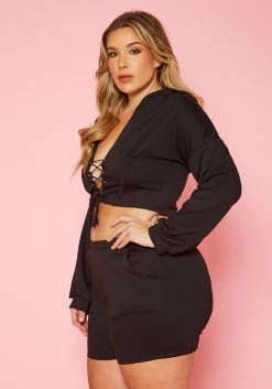 Plus Size Corset Crop Top & Shorts Set -Asoph Sales Shop 2019995 001 3