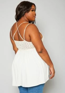 Plus Size Crochet Hem Flare Blouse -Asoph Sales Shop 2020008 001 3