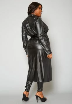 Plus Size PU Leather Longline Jacket & Legging Set -Asoph Sales Shop 2020013 001 3
