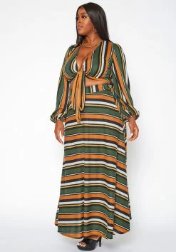 Plus Size Multi Striped Two Piece Set -Asoph Sales Shop 2020016 002 3
