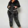 Plus Size Velvet Two Piece Tracksuit