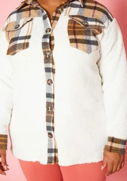 Plus Size Plaid Print Sherpa Jacket -Asoph Sales Shop 2020025 001 4