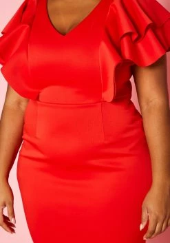 Plus Size Ruffle Sleeve Mini Dress 9 Plus Size Ruffle Sleeve Mini Dress -Asoph Sales Shop 2020026 001 4