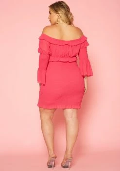 Plus Size Smocked Off Shoulder Mini Dress 8 Plus Size Smocked Off Shoulder Mini Dress -Asoph Sales Shop 2020099 001 4