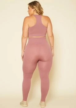 Plus Size Ribbed Racerback Tank Top & Leggings Set -Asoph Sales Shop 2020106 002 3