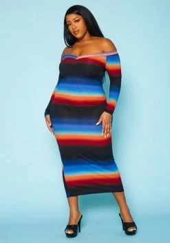 Plus Size Gradient Print Bodycon Maxi Dress -Asoph Sales Shop 2020113 002 2