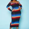 Plus Size Gradient Print Bodycon Maxi Dress