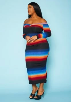 Plus Size Gradient Print Bodycon Maxi Dress -Asoph Sales Shop 2020113 002 4