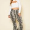 Plus Size Paisley Print Flare Leggings