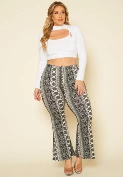 Plus Size Paisley Print Flare Leggings