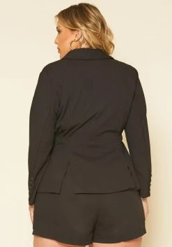 Plus Size Notch Collar Blazer & Shorts Set -Asoph Sales Shop 2020119 001 3